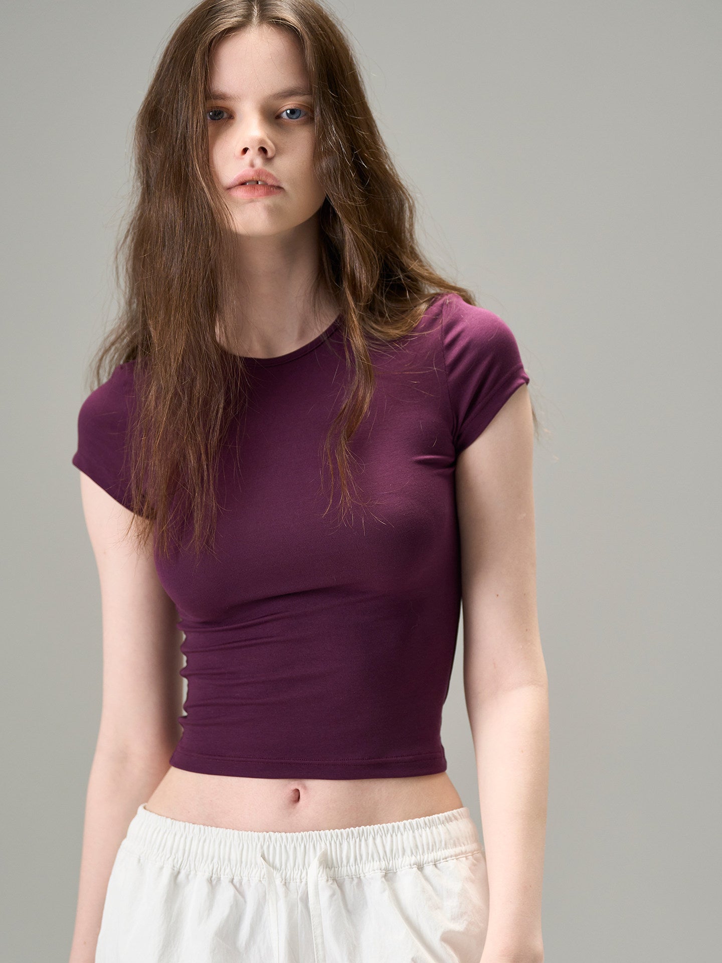 Purple short-sleeved T-shirt