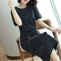 Summer striped midi dress for women
