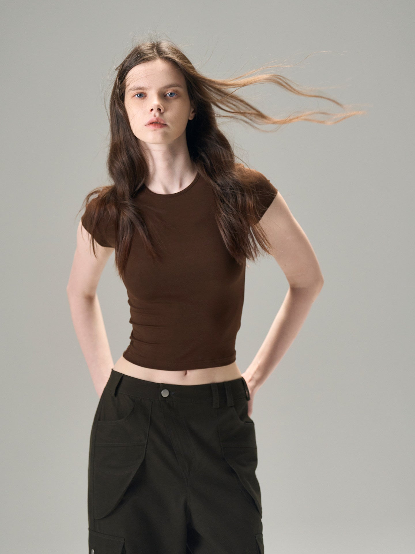 Purple short-sleeved T-shirt