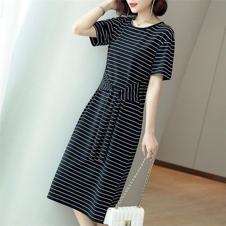 Summer striped midi dress for women
